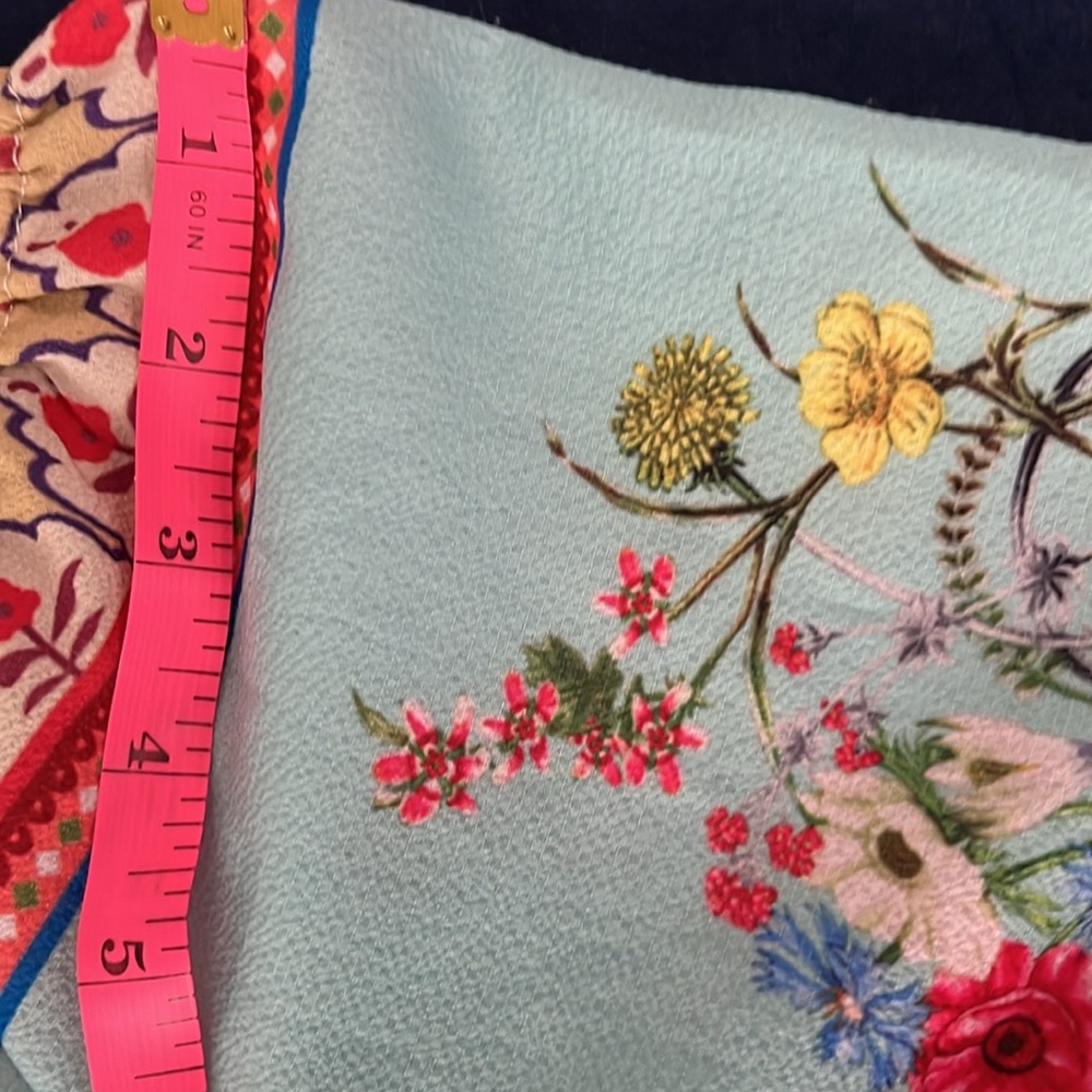 Umgee Light Blue Floral Off-Shoulder Blouse with Tassel Tie - Picture 10 of 13